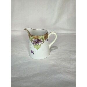Nippon Moriage Porcelain Purple Floral Creamer 4oz